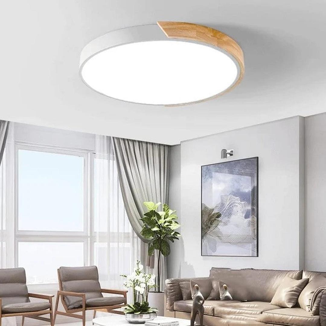 Scandinavische Houten Ronde Plafondlamp