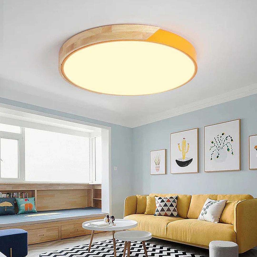 Scandinavische Houten Ronde Plafondlamp