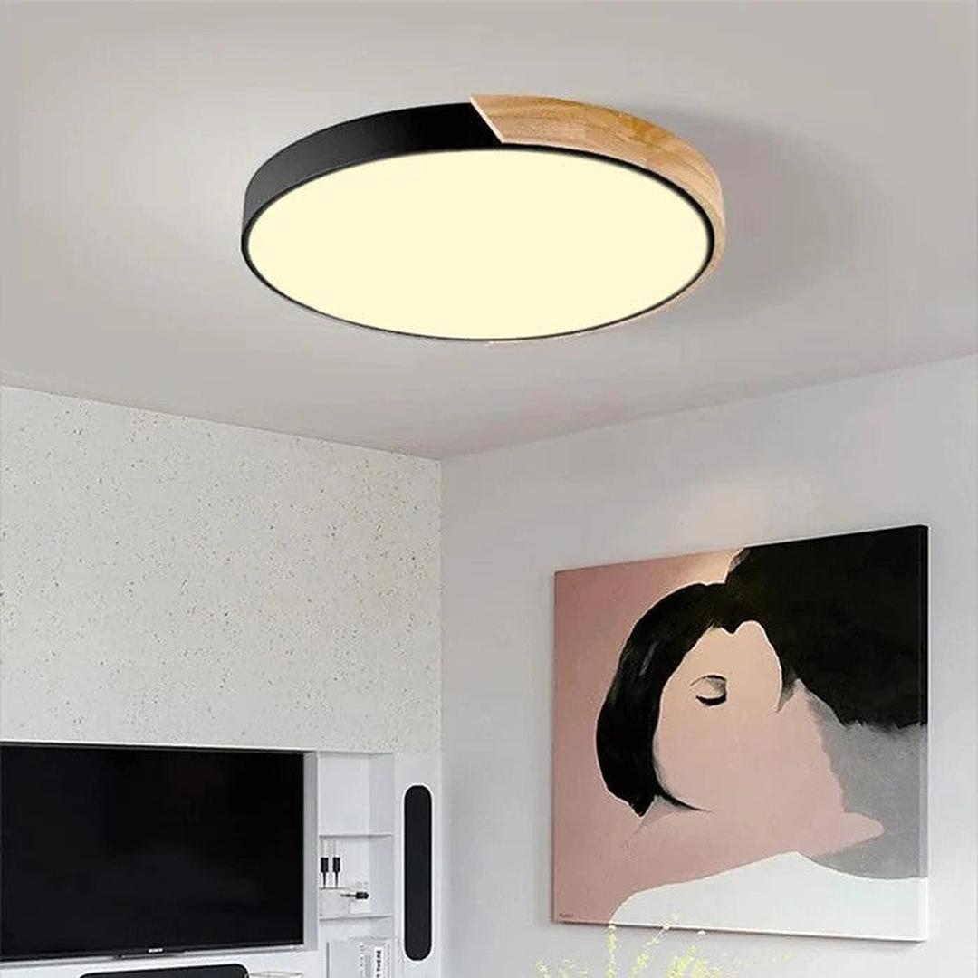 Scandinavische Houten Ronde Plafondlamp