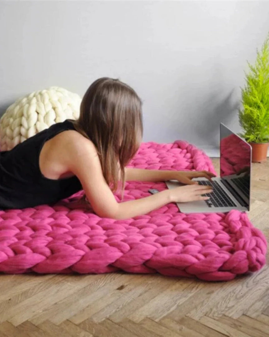 Chunky knit wollen deken