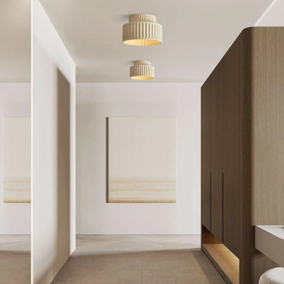 Minimalistische Geribbelde Keramische Plafondlamp