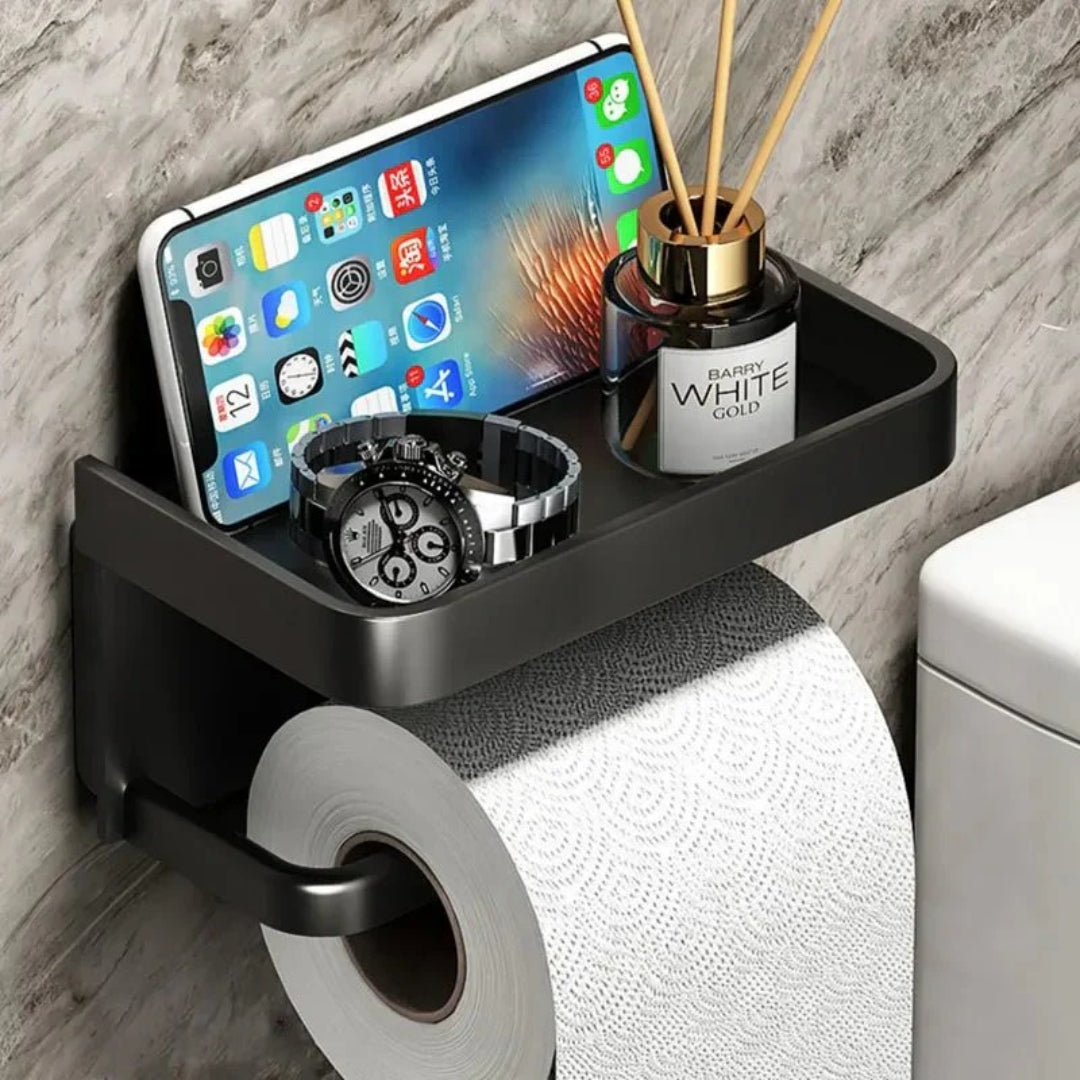 Wandgemonteerde metalen toiletrolhouder