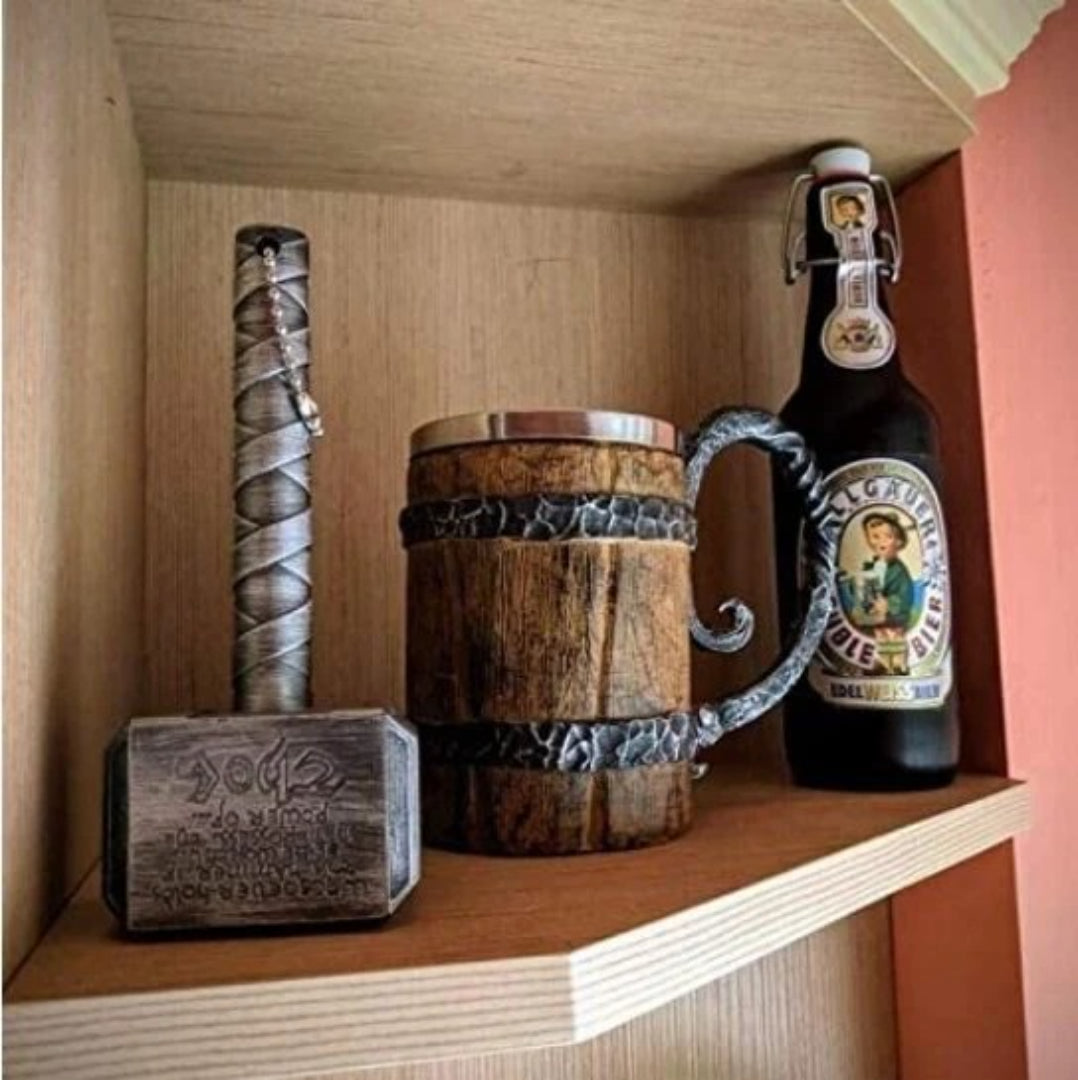 Rustieke houten dubbele bierpul