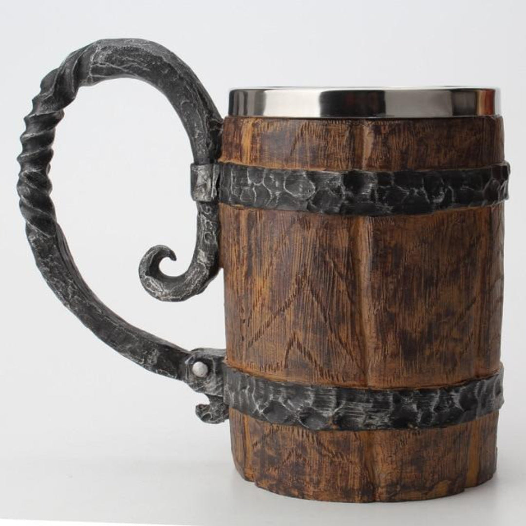 Rustieke houten dubbele bierpul